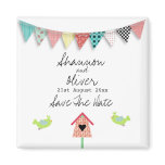 Cute Whimsical Birds And Birdhouse Save The Date Fridge Magnet
