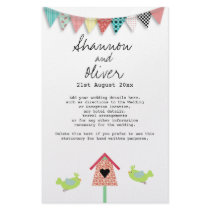 Cute Whimsical Birds And Birdhouse Wedding Info Customised Stationery