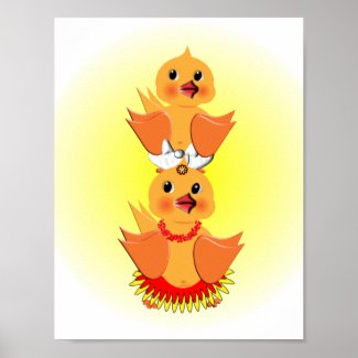 Cute Whimsical Chick Ducks Nursery Poster Print