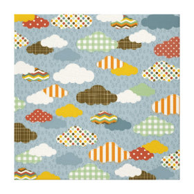 Cute Whimsical Clouds Patterns of Plaid Polka Dots Stretched Canvas Prints