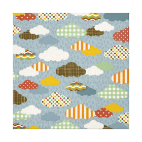Cute Whimsical Clouds Patterns of Plaid Polka Dots Canvas Prints