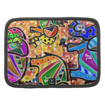 Cute whimsical colorful elephant & floral mozaique organizers