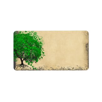 Cute Whimsical Emerald Green Heart Leafed Tree zazzle_label