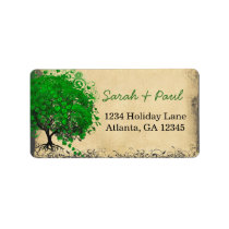 Cute Whimsical Emerald Green Heart Leafed Tree Custom Address Labels