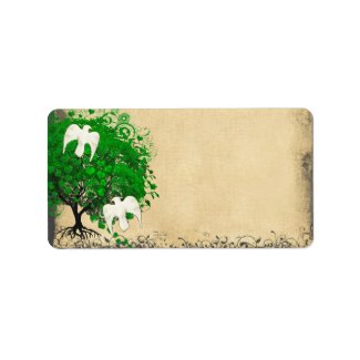 Cute Whimsical Emerald Green Heart Leafed Tree zazzle_label