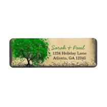 Cute Whimsical Emerald Green Heart Leafed Tree Return Address Labels