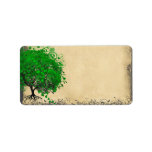 Cute Whimsical Emerald Green Heart Leafed Tree Custom Address Label