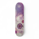 cute whimsical flowers and bokeh effect skateboard