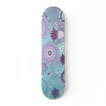 cute whimsical flowers bunch bokeh skate board deck