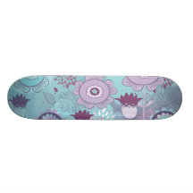 cute whimsical flowers bunch bokeh skate board deck