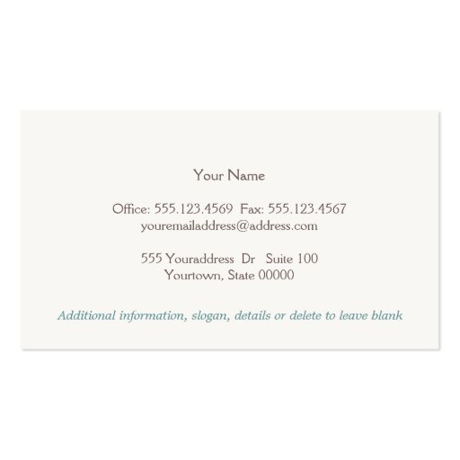 Cute Whimsical Flowers Fashion Boutique Linen Look Business Card (back side)