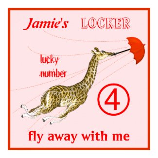 Cute Whimsical Giraffe Umbrella Locker Poster print