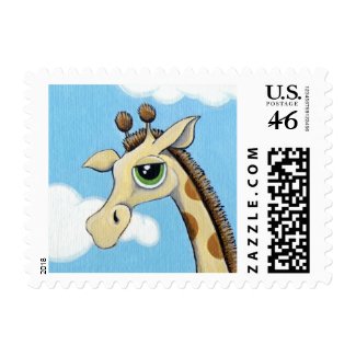 Cute Whimsical Green Eyed Giraffe - Small stamp