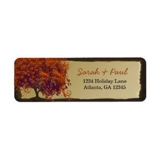 Cute Whimsical Heart Leafed Dark Coral Tree label