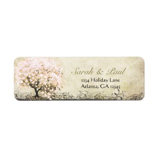 Cute Whimsical Heart Leafed Tree Light Pink Dots Labels
