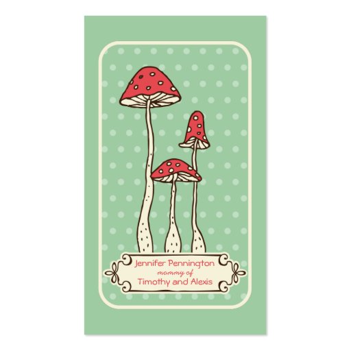 Cute whimsical mushrooms parent calling card business cards