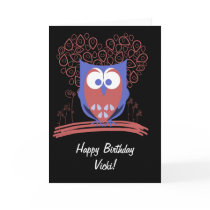 Cute Whimsical Owl Custom Greetings card cards
