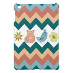 Cute Whimsical Spring Chevron Owls Flowers Birds Cover For The iPad Mini