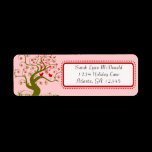 Cute Whimsical Swirl Snowflake Tree Red & Pink