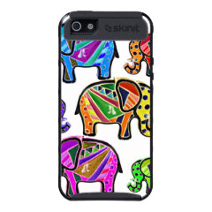 Cute whimsical tribal patterns colorful elephants covers for iPhone 5