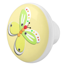 Cute Whimsy Kids Butterfly Design Ceramic Knob