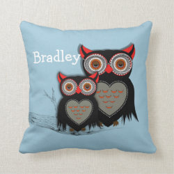 Cute Whimsy Mother And Baby Owls Personalized Pillows