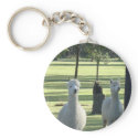 Cute White Alpaca Boys In Green Meadow Full Of Tre Keychains
