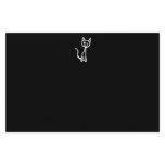 Cute White Cat Cartoon. On Black. Custom Stationery