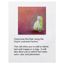 Cute white cat flyer announcement for pet lovers