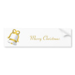 CUTE WHITE CHRISTMAS BELL GOLDEN RIBBON BUMPER STICKERS