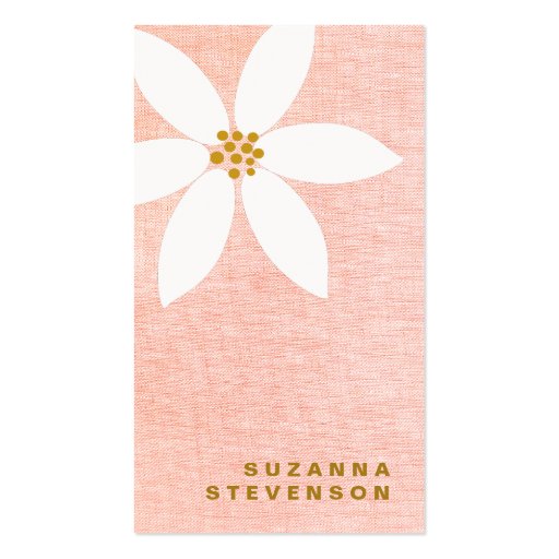 Cute White Daisy Flower Pink Business Card (front side)