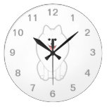 Cute White Dog. Spitz or Pomeranian. wall clocks