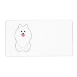 Cute White Dog. Spitz or Pomeranian. labels