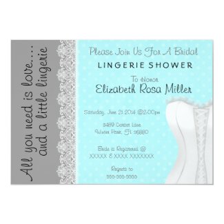 Cute White Lace Corset Lingerie Bridal Shower 5x7 Paper Invitation Card