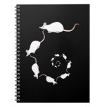 Cute White Mouse Design. Spiral of Mice. Spiral Notebooks