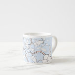 Cute White Mouse Pattern. Mice on Blue. Espresso Cup