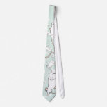 Cute White Mouse Pattern. Mice, on Green. ties