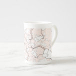 Cute White Mouse Pattern. Mice on Pink. Bone China Mugs