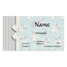 cute white owl pattern and stripes business card template