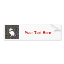 Cute White Pitbull Puppy on Circle Pattern Bumper Sticker