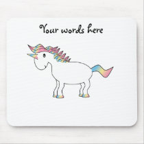 Cute white rainbow unicorn mouse pad