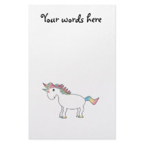 Cute white rainbow unicorn stationery paper
