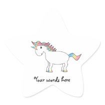 Cute white rainbow unicorn star sticker