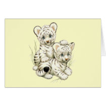 Cute White Tiger Cubs Greeting Card