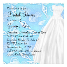 Cute White Wedding Gown Bridal Shower Invite