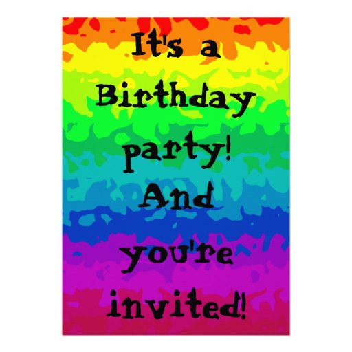 Cute wild abstract rainbow 5x7 all occasion invitation
