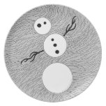 Cute Windblown Snowman Holidy Party Plate