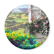 cute window spring flowers magnets