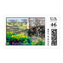 cute window spring flowers postage