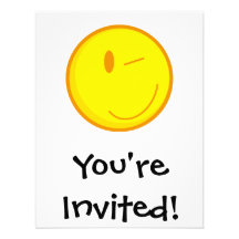 cute winking smiley face invitation